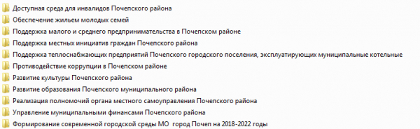 МУНИЦИПАЛЬНЫЕ  ПРОГРАММЫ ПОЧЕПСКОГО РАЙОНА
